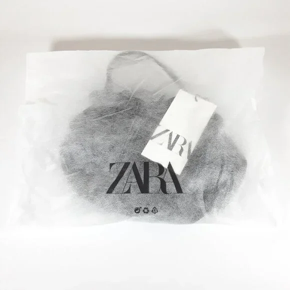 ZARA SATIN EFFECT MINI BUCKET BAG IN BLACK W/ CROSSBODY CHAIN STRAP NEW WITH TAG - Picture 10 of 10